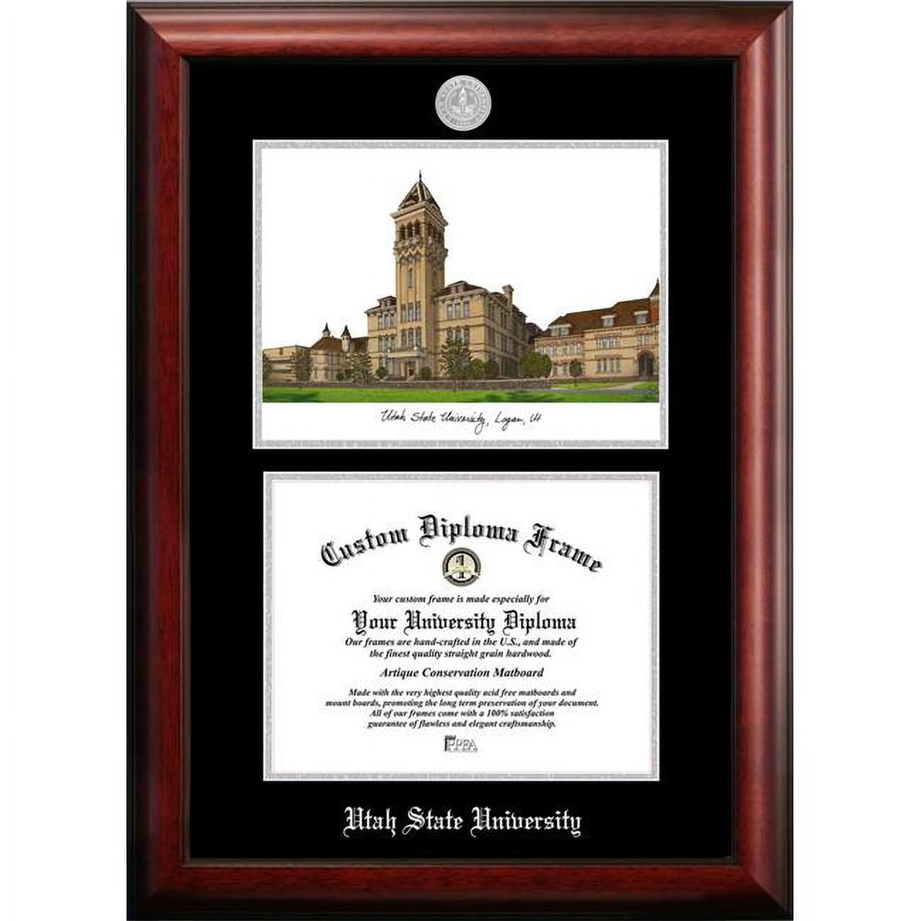 UT997LSED-1185 11 x 8.5 in. Utah State University Silver Embossed Diploma Frame with Lithograph