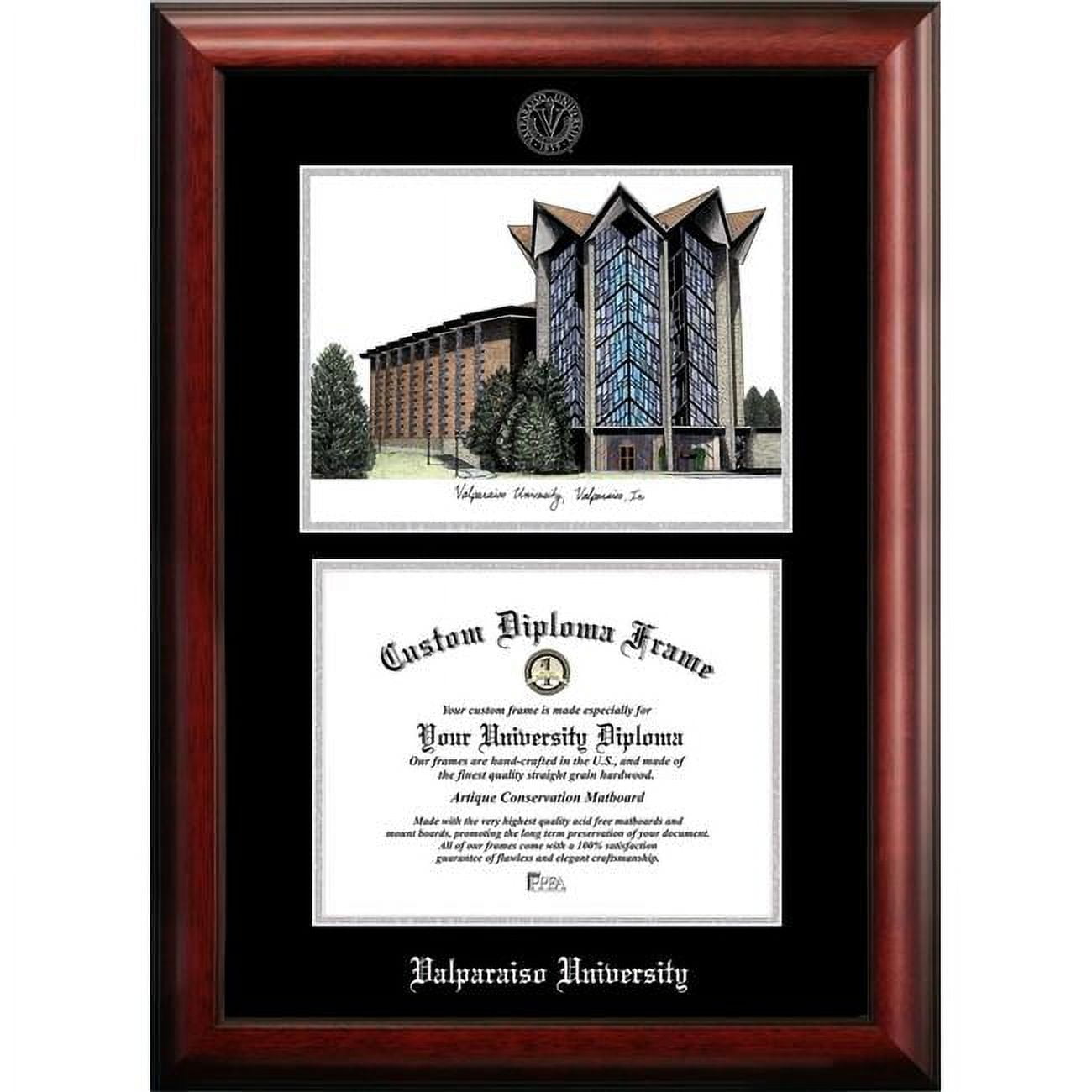 IN991LSED-108 10 x 8 in. Valparaiso University Silver Embossed Diploma Frame with Lithograph