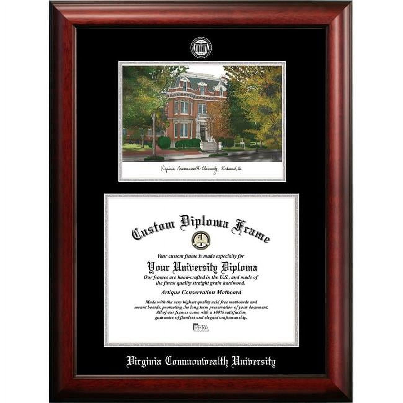 VA983LSED-1411 14 x 11 in. Virginia Commonwealth University Silver Embossed Diploma Frame with Lithograph