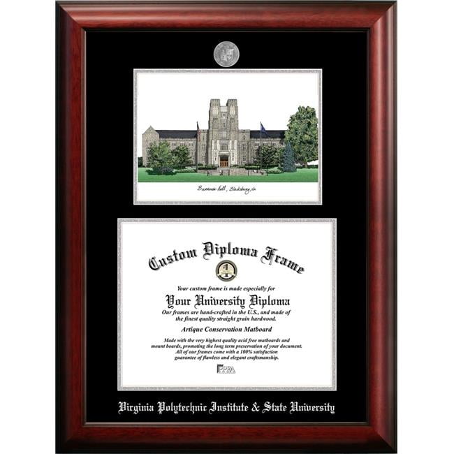 VA999LSED-155135 15.5 x 13.5 in. Virginia Tech University Silver Embossed Diploma Frame with Lithograph