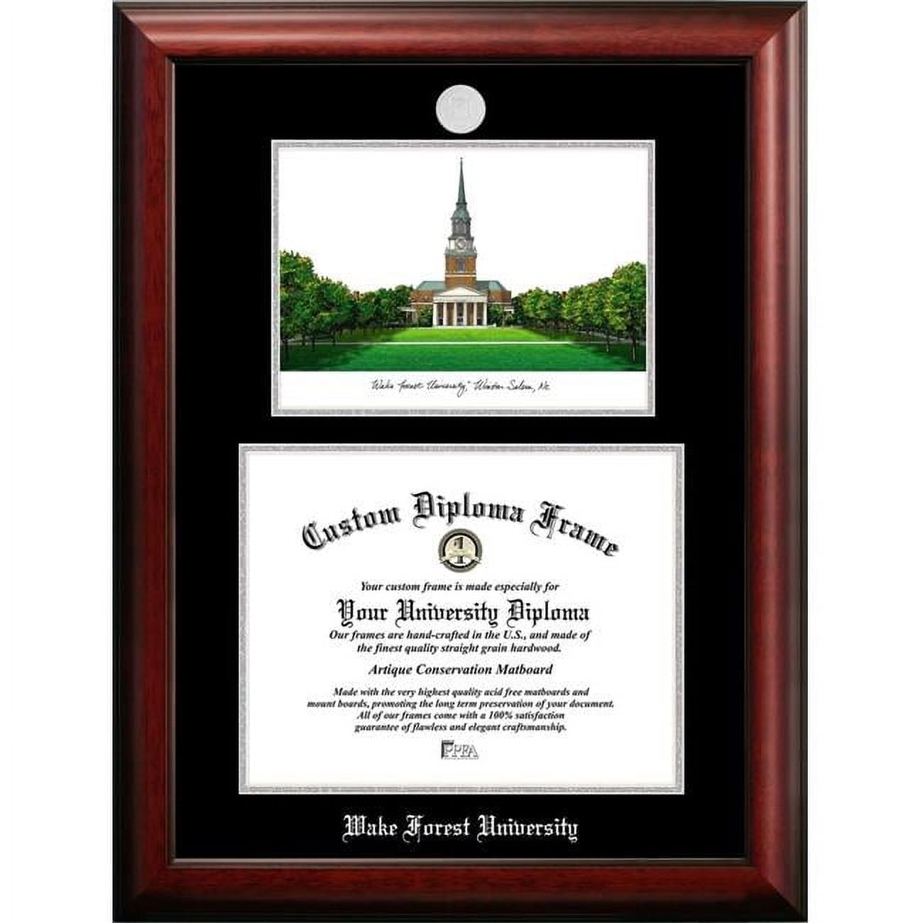 NC991LSED-1411 14 x 11 in. Wake Forest University Silver Embossed Diploma Frame with Lithograph