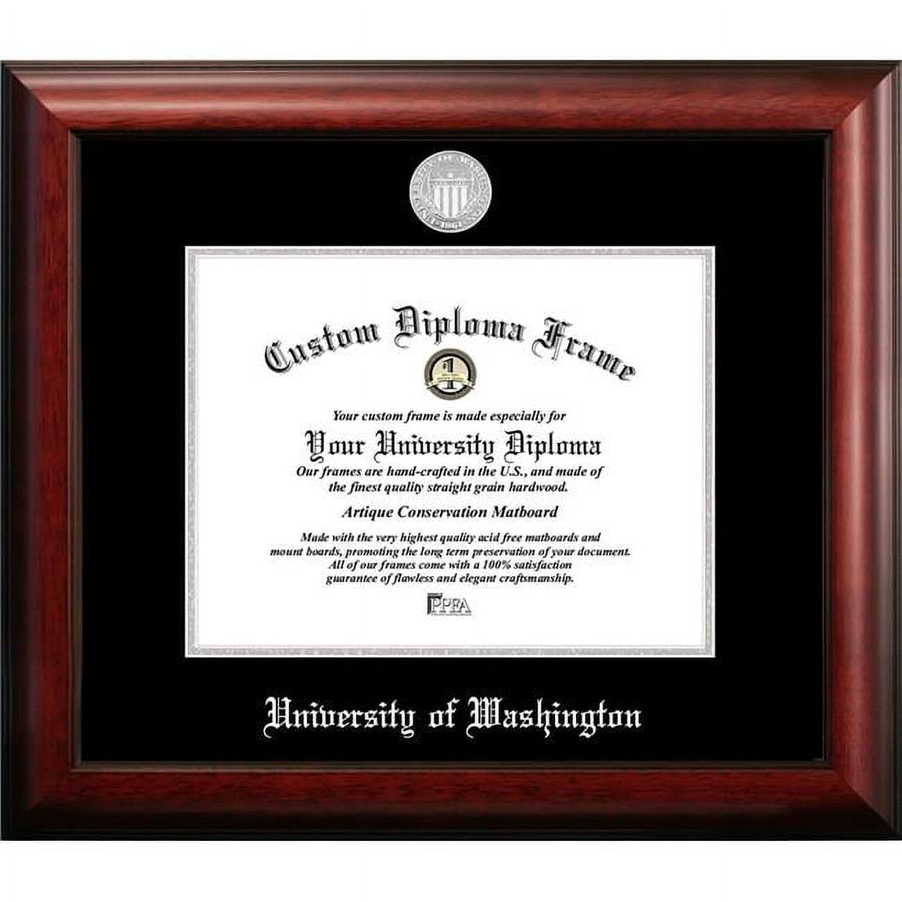 11 x 8.5 in. University of Washington Silver Embossed Diploma Frame