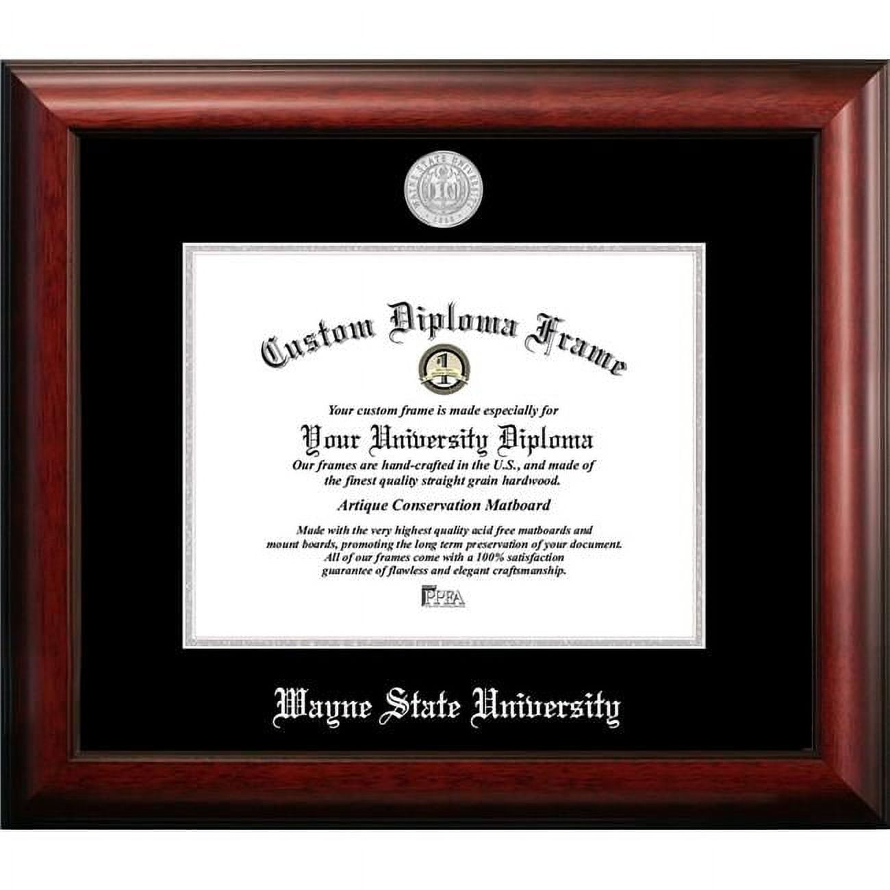 10 x 8 in. Wayne State University Silver Embossed Diploma Frame