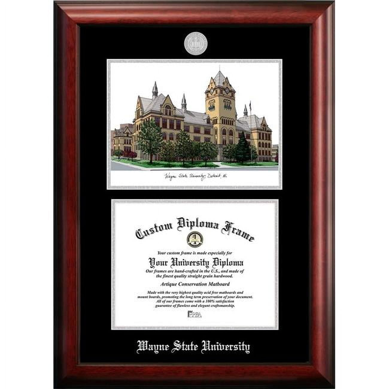 10 x 8 in. Wayne State University Silver Embossed Diploma Frame with Lithograph