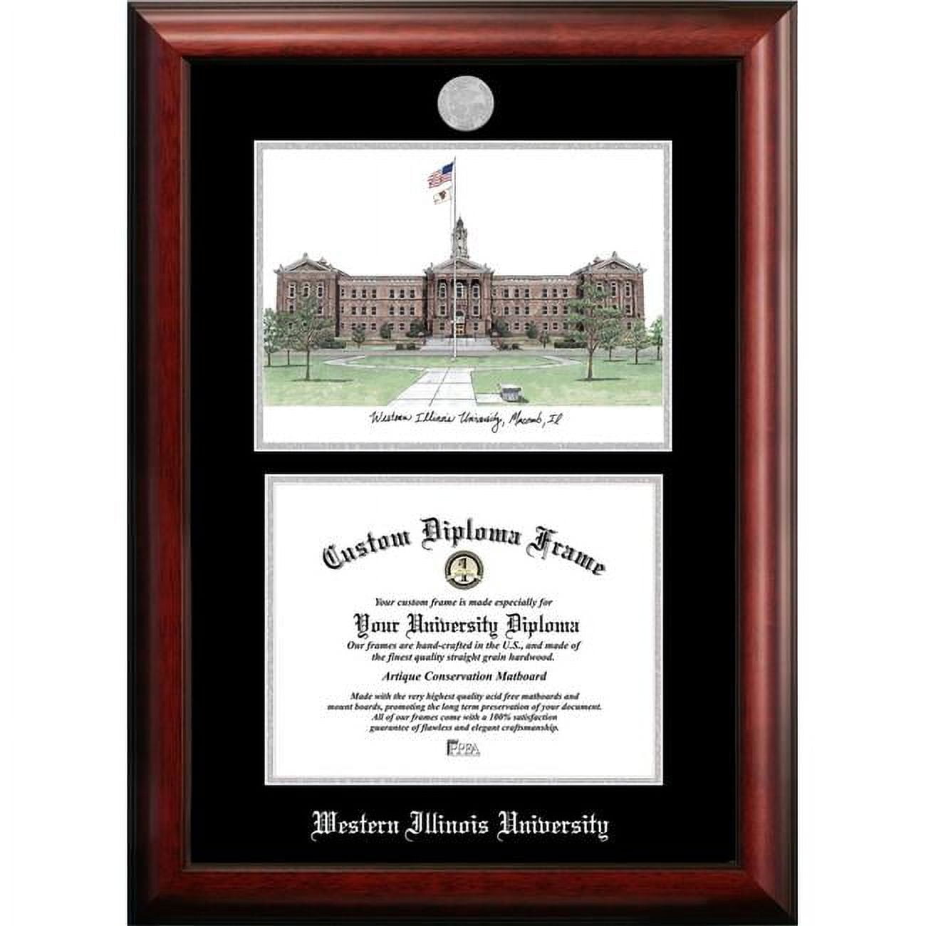 11 x 8.5 in. Western Illinois University Silver Embossed Diploma Frame with Lithograph