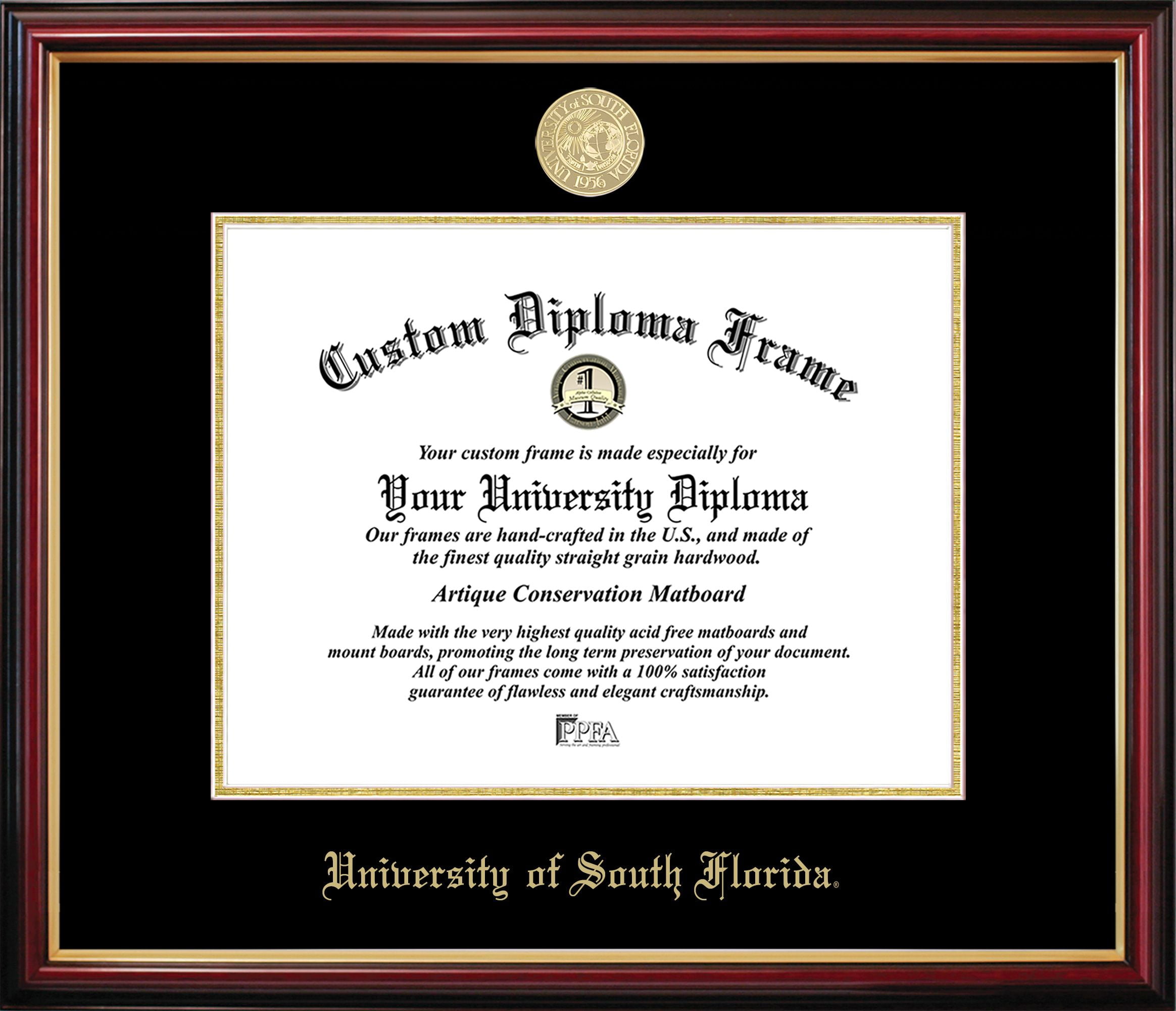 FL989PMGED-1185 South Florida University Bulls Petite Diploma Frame
