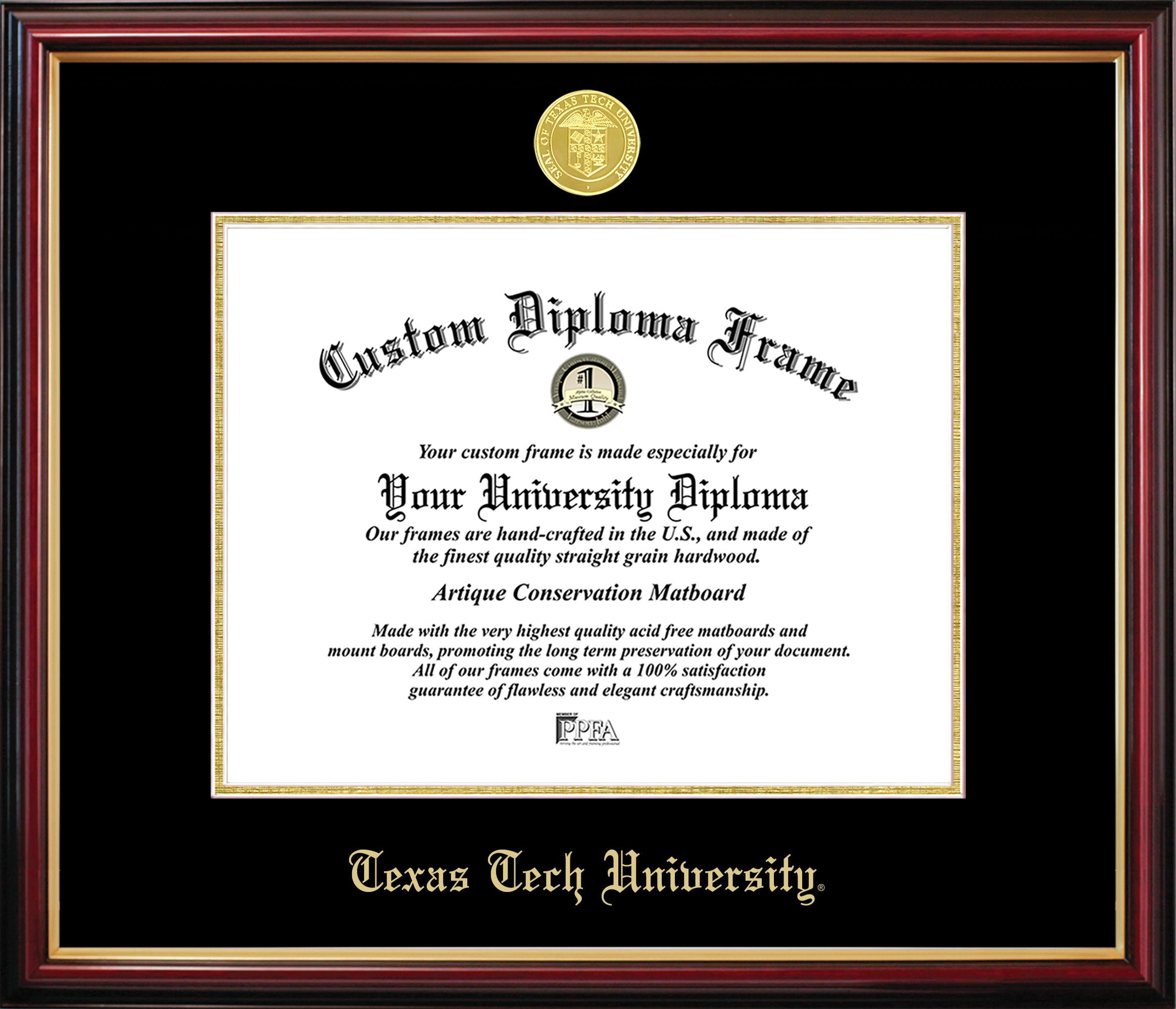 TX960PMGED-1411 Texas Tech University Red Petite Diploma Frame