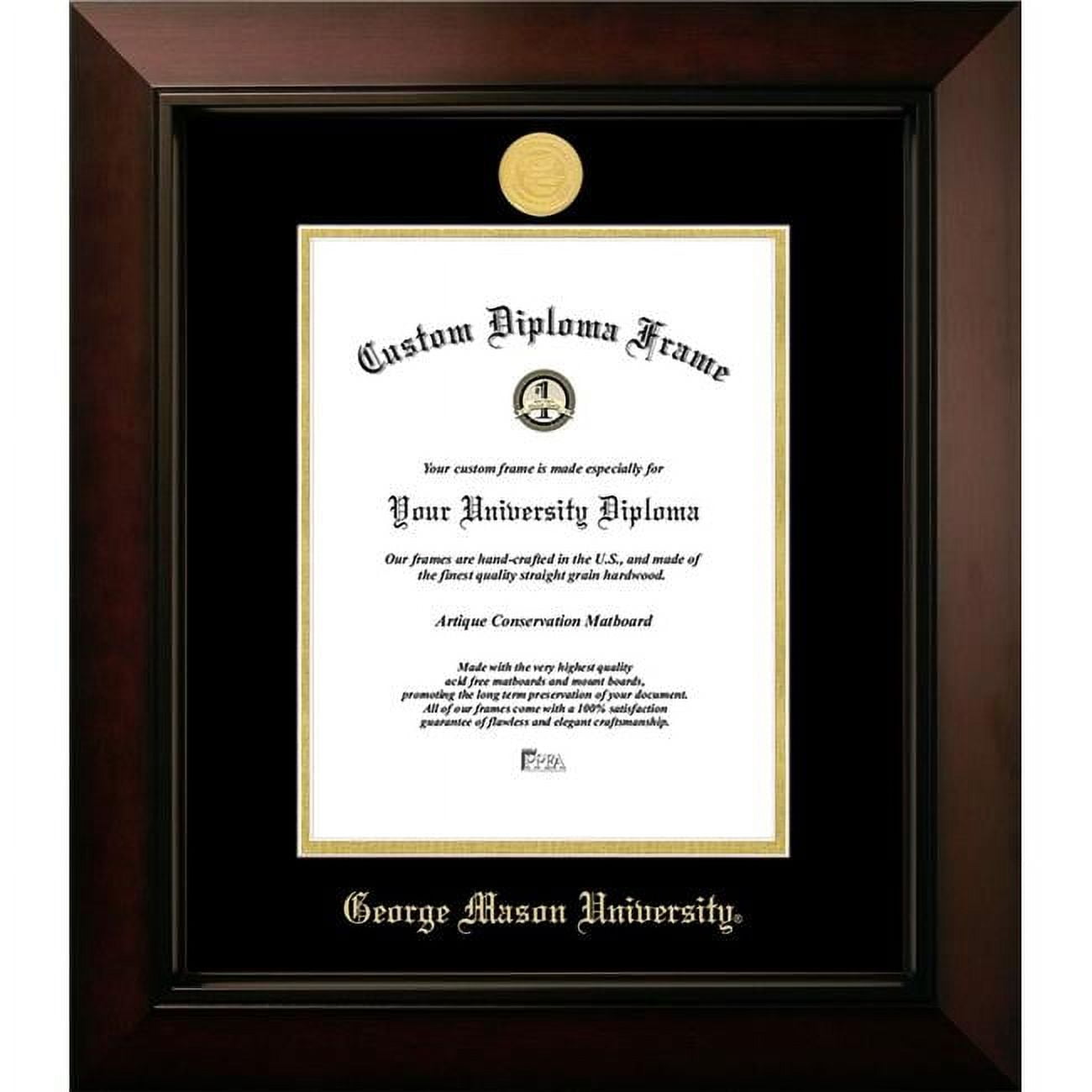 10 x 14 in. George Mason University Legacy Embossed Diploma Frame, Black Cherry & Gold