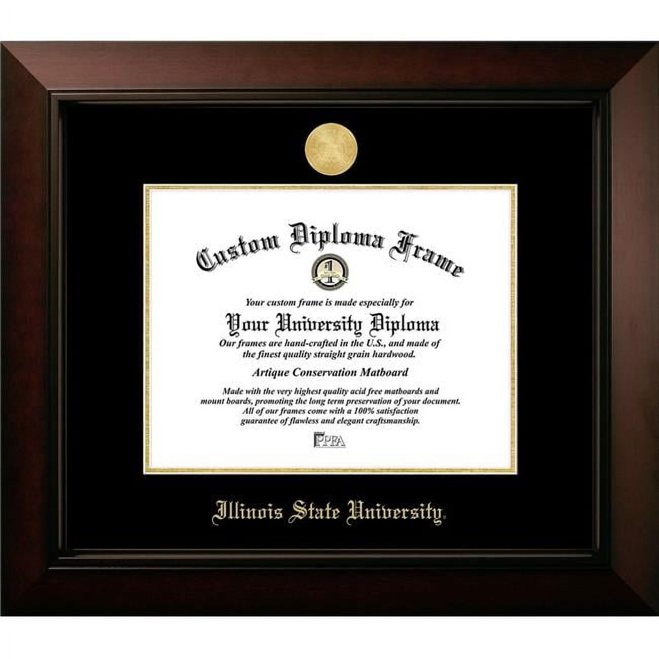 IL966LBCGED-108 10 x 8 in. Illinois State Redbirds Legacy Embossed Diploma Frame, Black Cherry & Gold