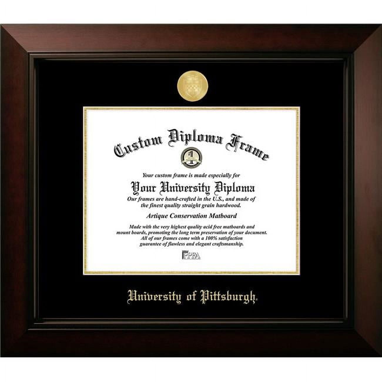11 x 8.5 in. Pittsburgh Panthers Legacy Embossed Diploma Frame, Black Cherry & Gold