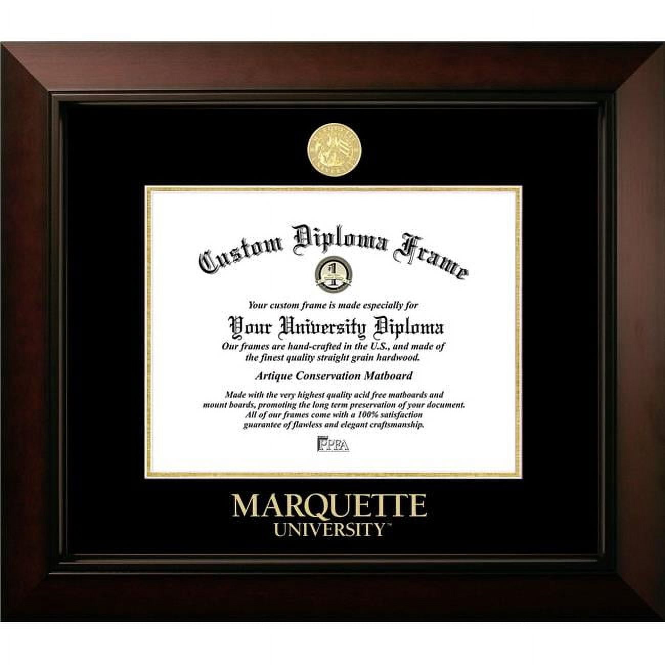 WI999LBCGED-129 12 x 9 in. Marquette Golden Eagles Legacy Embossed Diploma Frame, Black Cherry & Gold