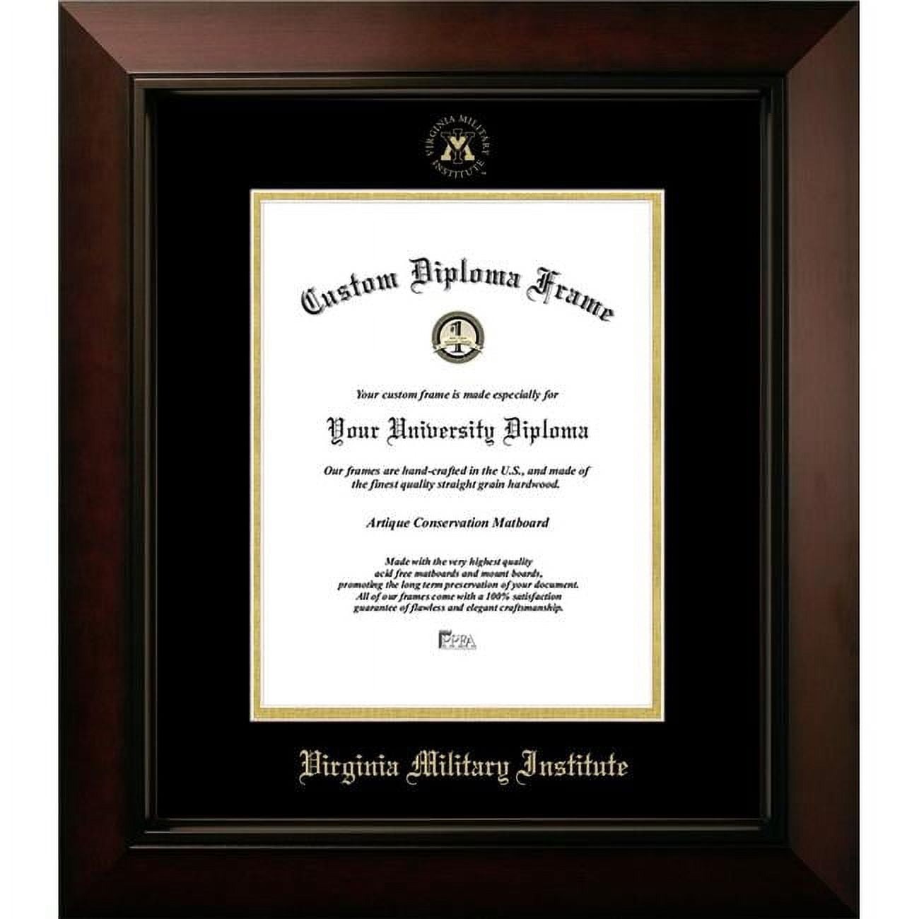 15.75 x 20 in. VMI Keydets Legacy Foil Seal Diploma Frame, Black Cherry