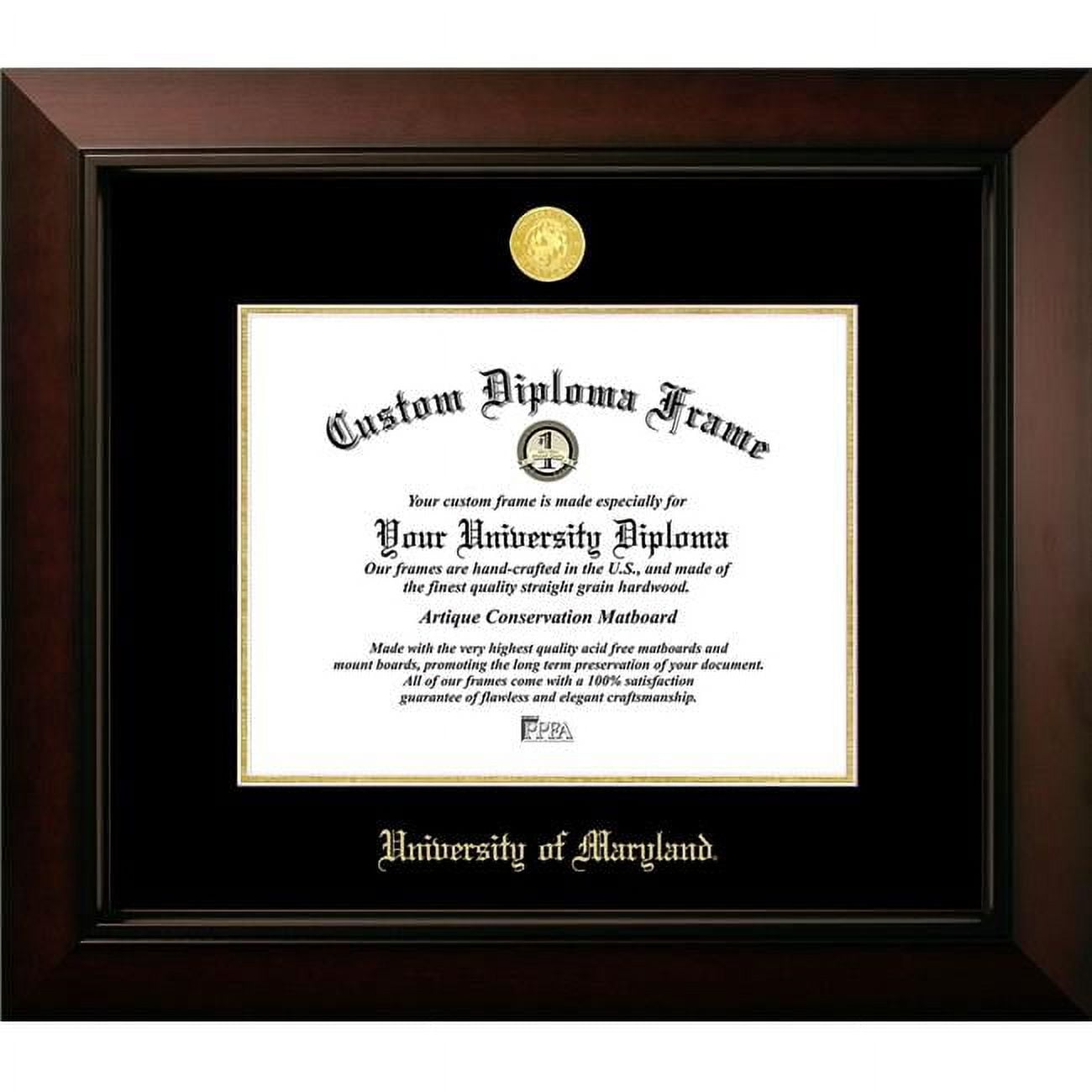 MD998LBCGED-1713 17 x 13 in. University of Maryland Terrapins Legacy Embossed Diploma Frame, Black Cherry & Gold