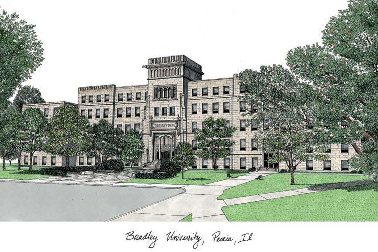IL999MBSGED-1185 8.5 x 11 in. Bradley University Single Embossed Diploma Frame with Bonus  Lithograph, Manhattan Black & Mat Gold