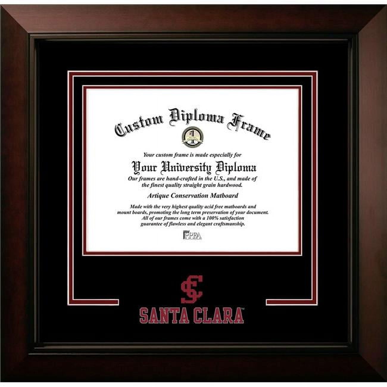 CA930LBCSD-108 8 x 10 in. Santa Clara University Logo Diploma Frame, Legacy Black Cherry Spirit