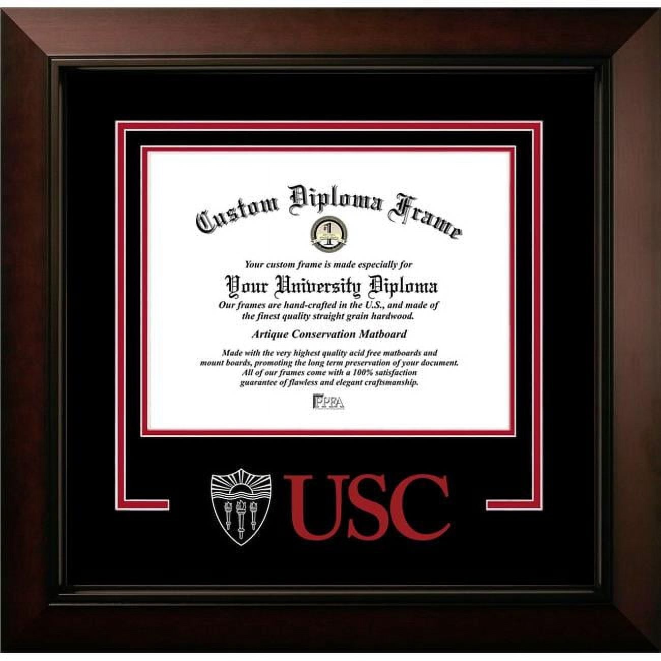 CA940LBCSD-1185 8.5 x 11 in. USC Trojans Logo Diploma Frame, Legacy Black Cherry Spirit