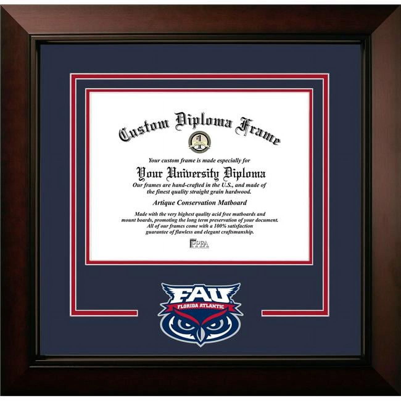 FL986LBCSD-1185 8.5 x 11 in. Florida Atlantic University Logo Diploma Frame, Legacy Black Cherry Spirit