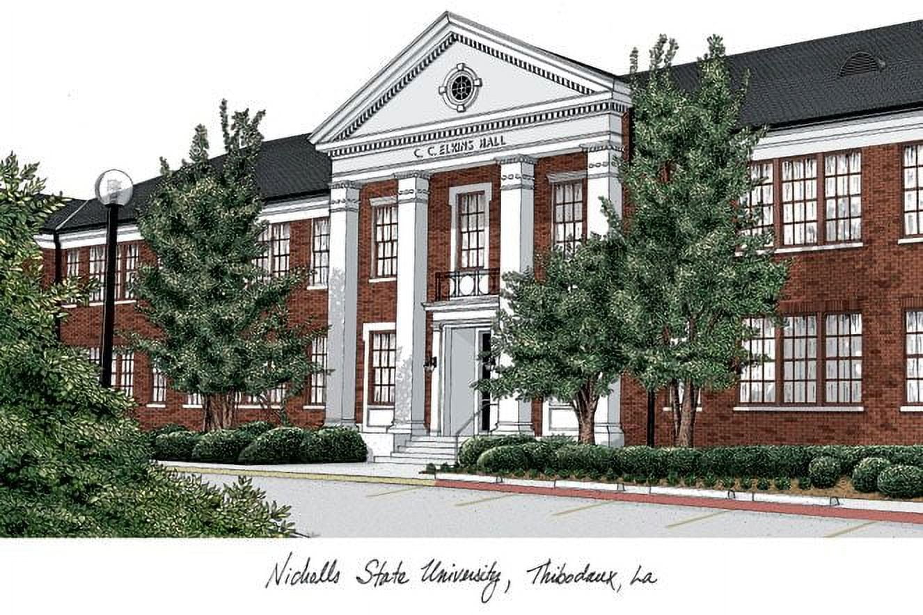 LA997MBSGED-1185 8.5 x 11 in. Nicholls State Single Embossed Diploma Frame with Bonus  Lithograph, Manhattan Black & Mat Gold