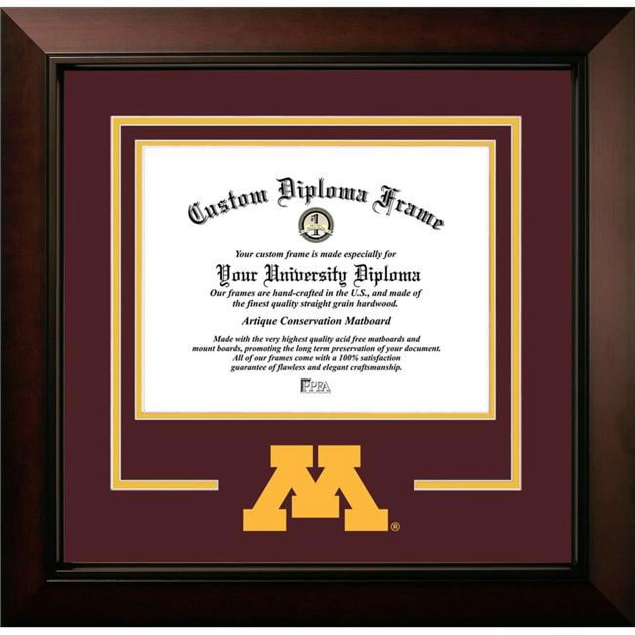 MN999LBCSD-1185 8.5 x 11 in. University of Minnesota Golden Gophers Logo Diploma Frame, Legacy Black Cherry Spirit