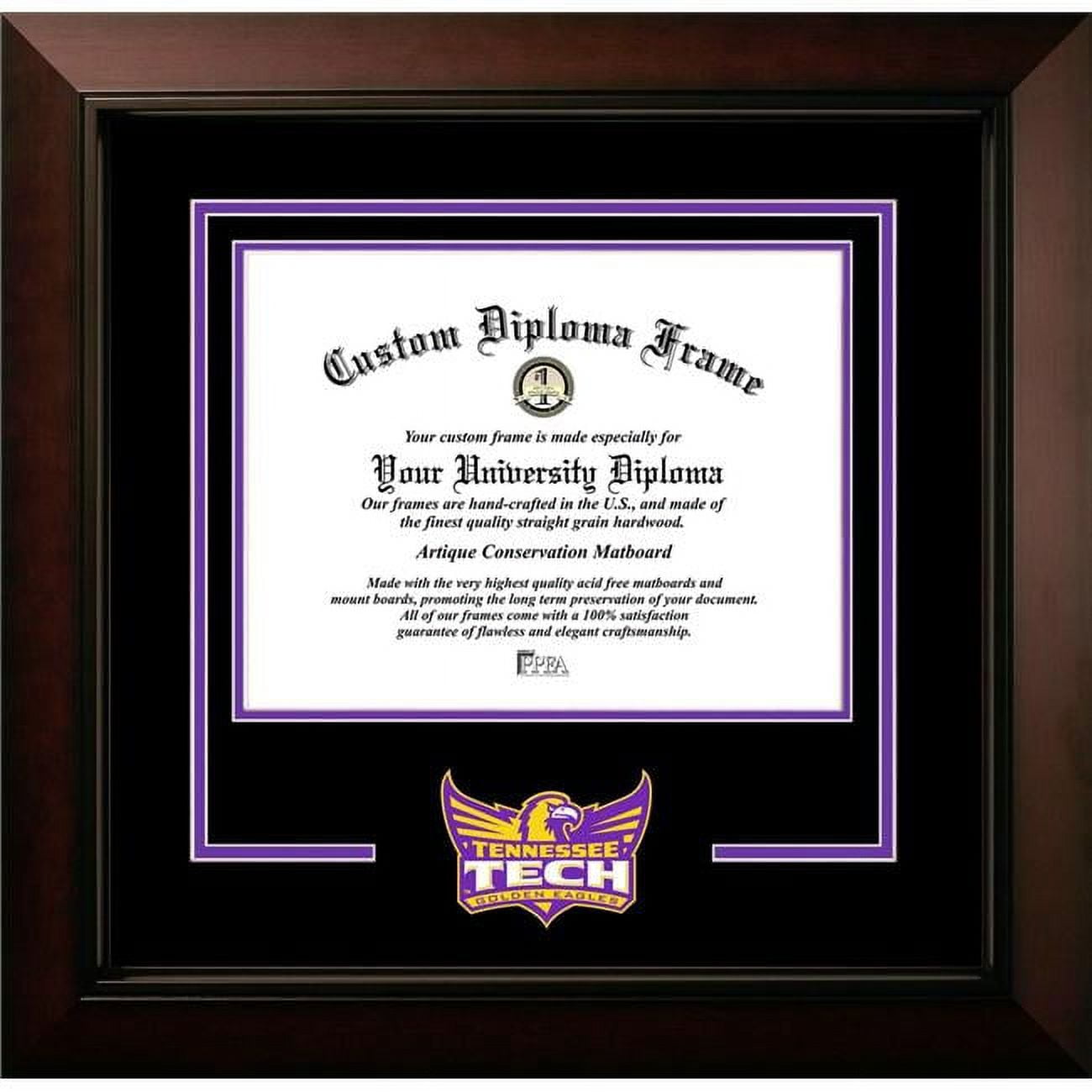 TN998LBCSD-1185 8.5 x 11 in. Tennessee Tech Golden Eagles Logo Diploma Frame, Legacy Black Cherry Spirit