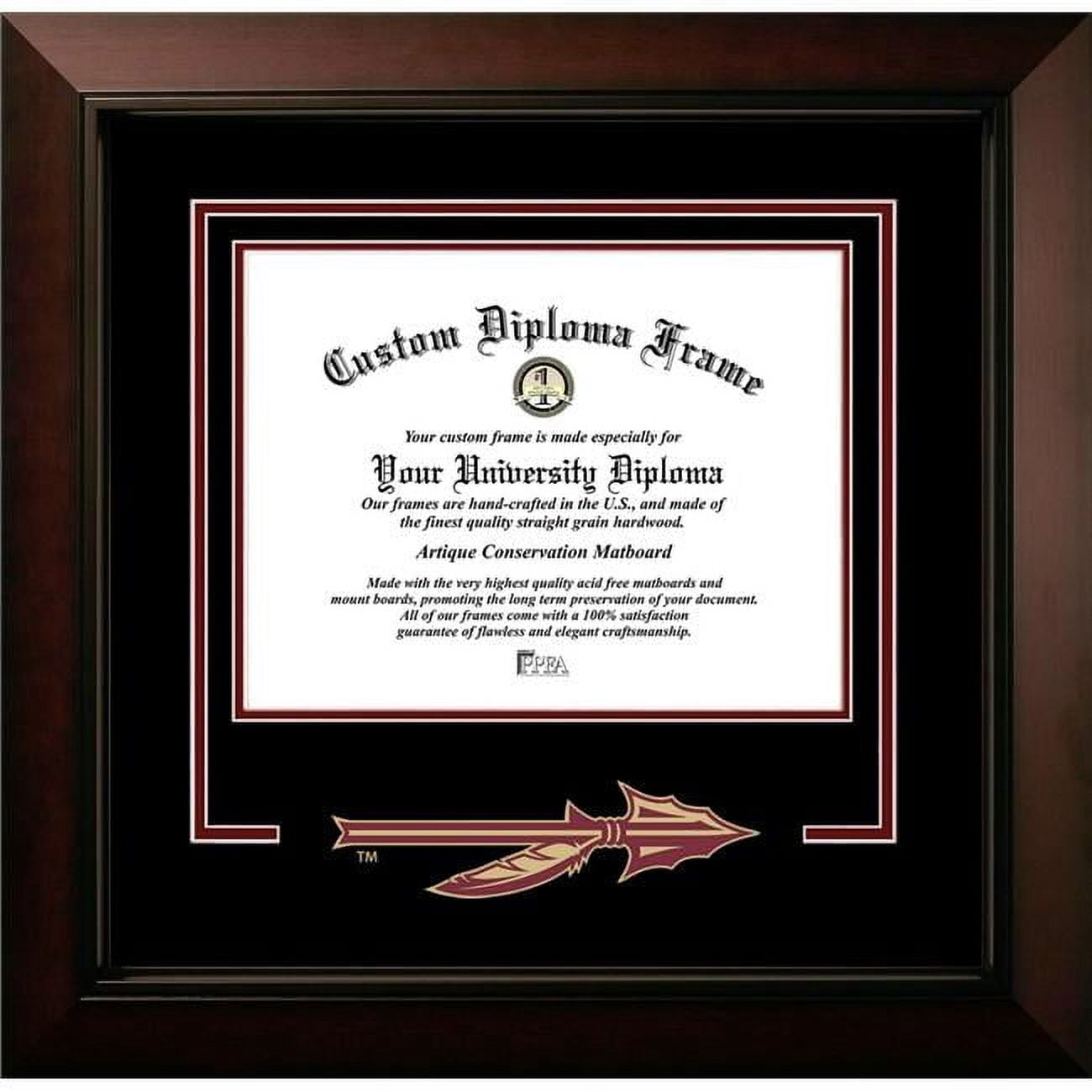 FL985LBCSD-1411 11 x 14 in. Florida State University Logo Diploma Frame, Legacy Black Cherry Spirit