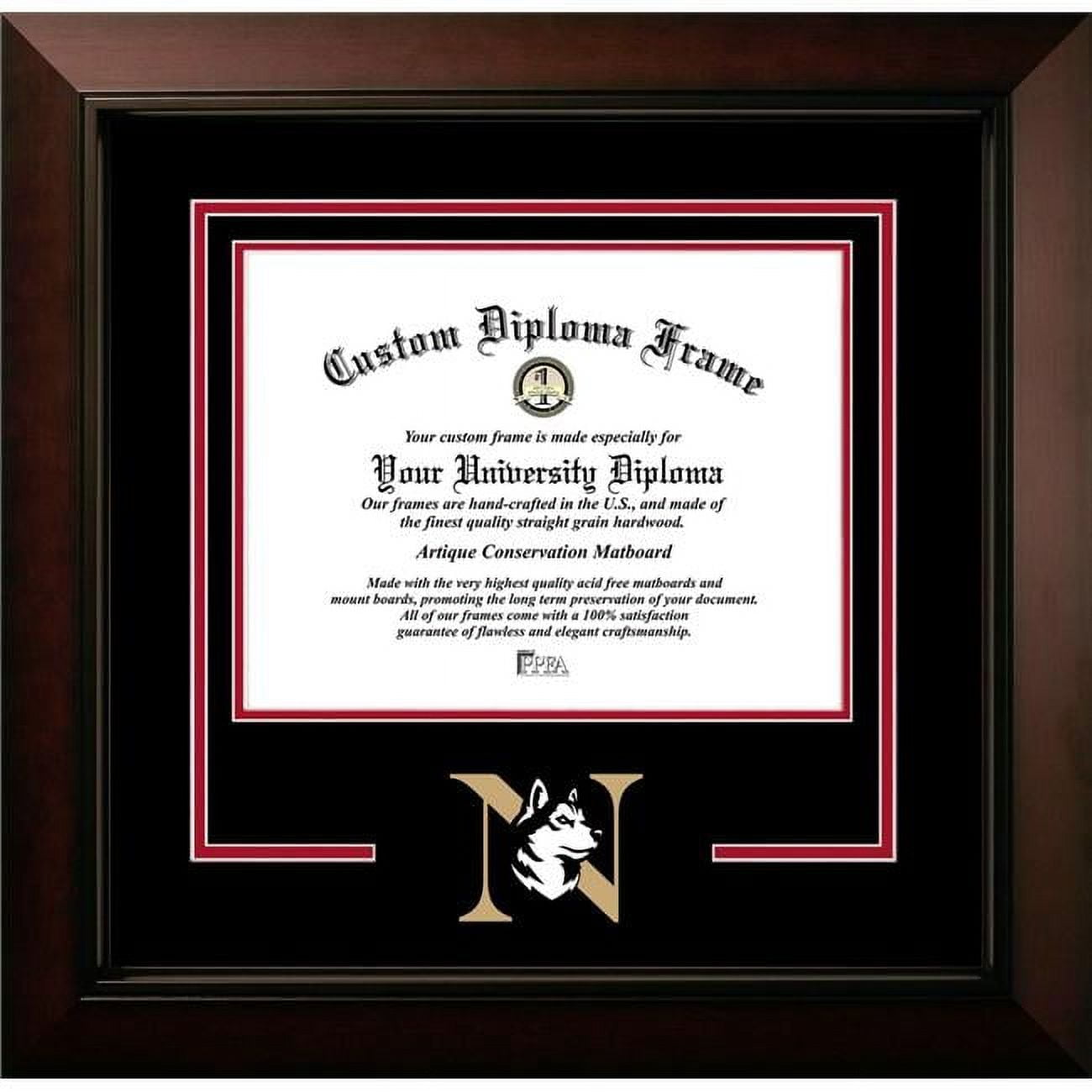 MA999LBCSD-1411 11 x 14 in. Northeastern University Huskies Logo Diploma Frame, Legacy Black Cherry Spirit