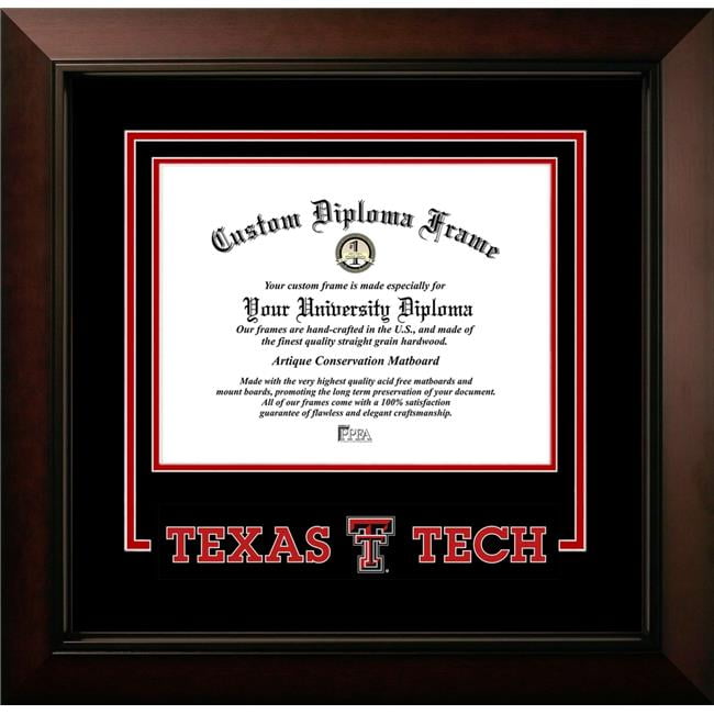 TX960LBCSD-1411 11 x 14 in. Texas Tech Red Raiders Logo Diploma Frame, Legacy Black Cherry Spirit