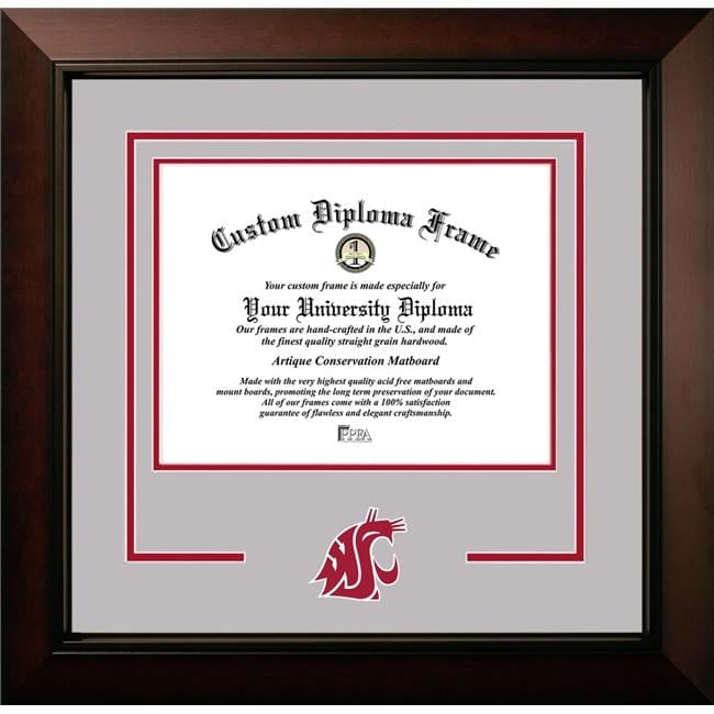 WA996LBCSD-1411 11 x 14 in. Washington State Cougars Logo Diploma Frame, Legacy Black Cherry Spirit