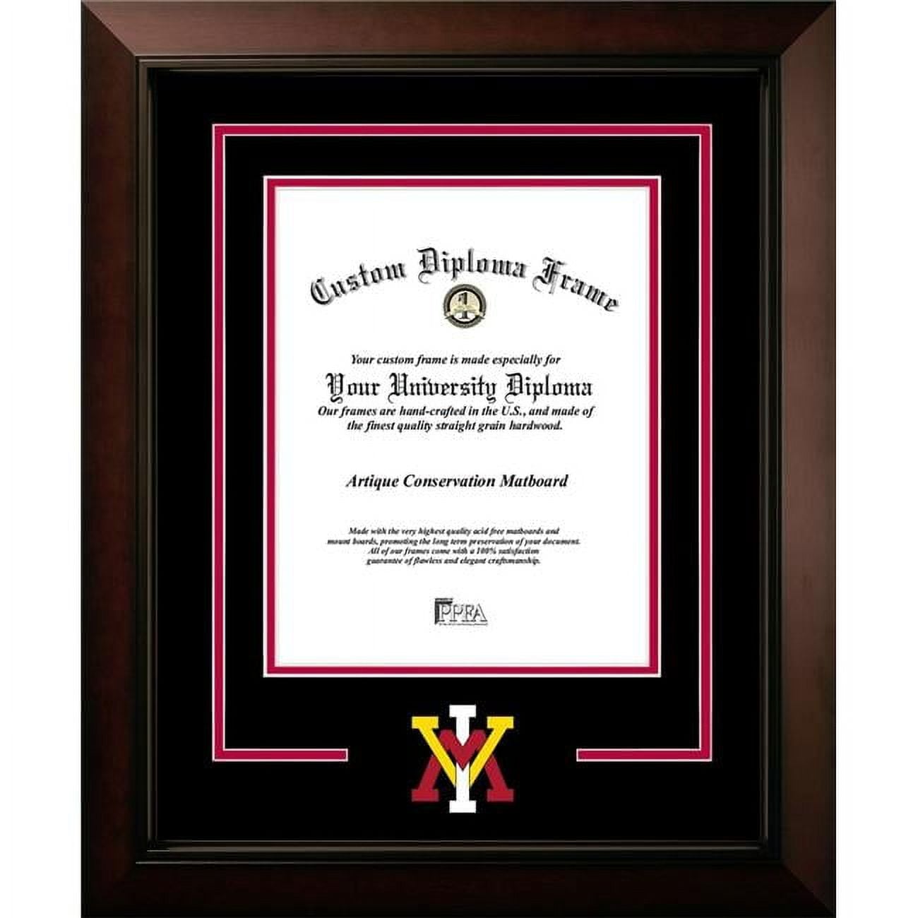 VA984LBCSD-157520 20 x 15.75 in. VMI Keydets Logo Diploma Frame, Legacy Black Cherry Spirit