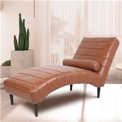 Picture of Chairone House W68031447 Modern Polyurethane Chaise Lounge&#44; Cognac Brown