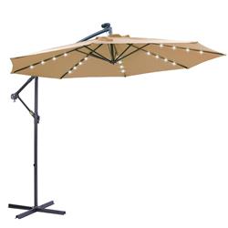 Picture of Bei You W41917531 10 ft. Solar LED Patio Outdoor Umbrella Hanging Cantilever Offset Easy Open Adustment 32 LED Light Umbrella&#44; Taupe