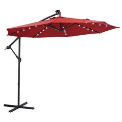 Picture of Bei You W41917532 10 ft. Solar LED Patio Outdoor Umbrella Hanging Cantilever Offset Easy Open Adustment 32 LED Light Umbrella&#44; Red