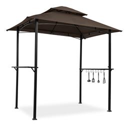 Picture of Bei You W41918149 8 x 5 ft. Outdoor Grill Gazebo Double Tier Soft Top Canopy Shelter Tent with Steel Frame Hook Bar Counter&#44; Brown