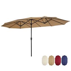 Picture of Bei You W41917528 15 x 9 ft. Double Sided Rectangle Outdoor Twin Patio Market Umbrella with Crank&#44; Taupe - Large