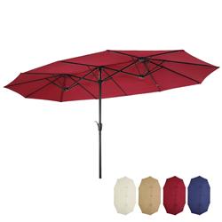 Picture of Bei You W41917529 15 x 9 ft. Double Sided Rectangle Outdoor Twin Patio Market Umbrella with Crank&#44; Burgundy - Large