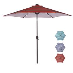 Picture of Bei You W41933613 8.7 ft. Outdoor Patio 24 LED Light Market Table Umbrella with Push Button Tilt & Crank&#44; Red