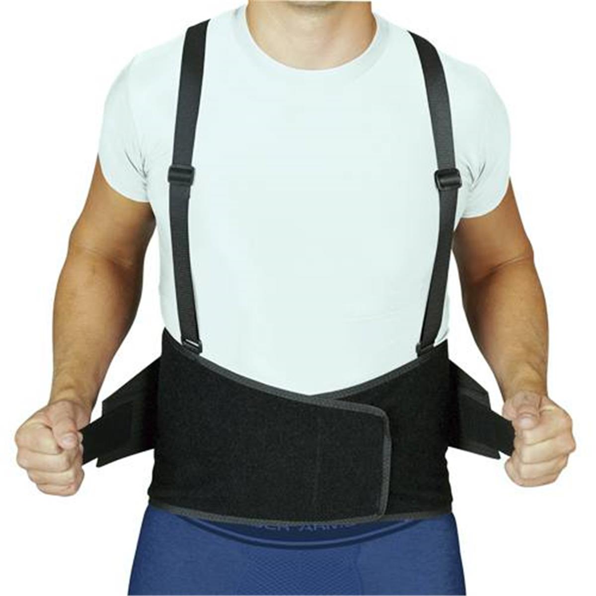BJ215311MDLG Industrial Back Support with Suspenders, Black - Medium & Large