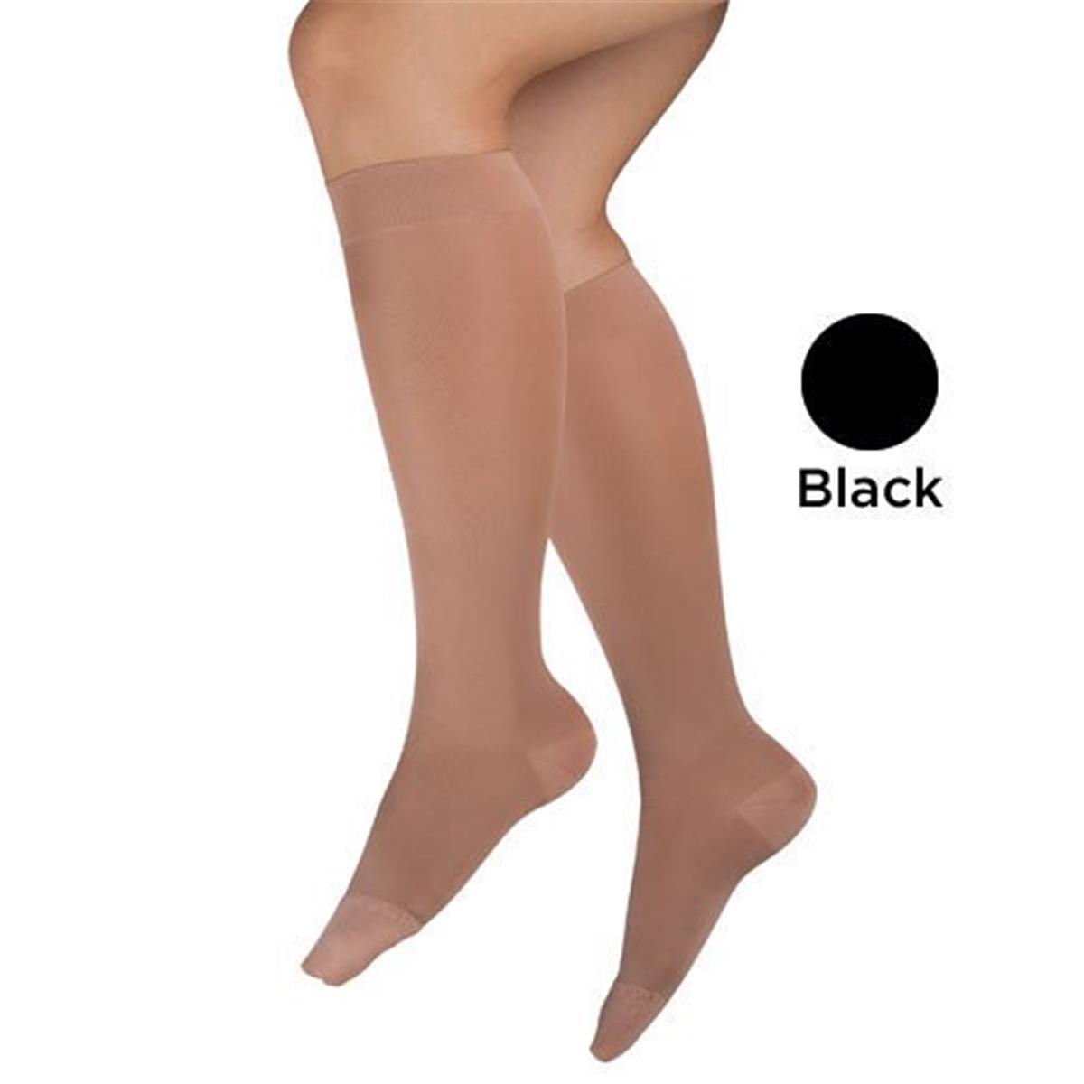 Ladies Sheer Mild Support Knee High - Black - Large