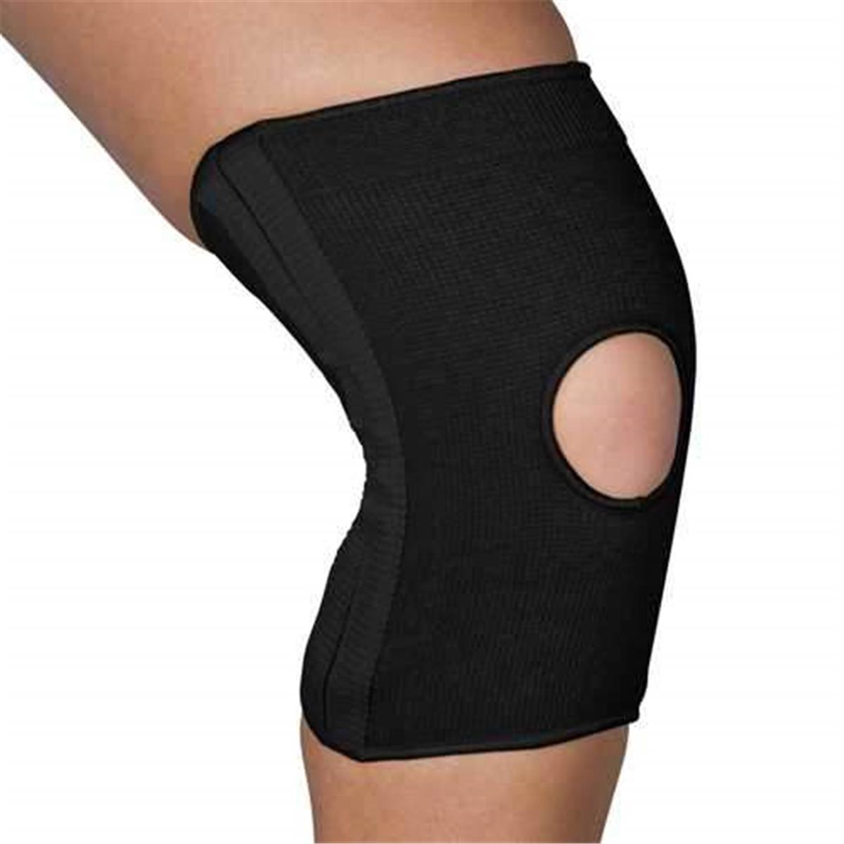 BJ215201LG Slip-On Knee Support Open Patella with Stabilizers, Balck - Large
