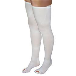 Picture of Blue Jay BJ355WHSR Anti-Embolism 15-20 mmHg Inspection Toe Thigh Highs Stockings&#44; White - Small & Regular