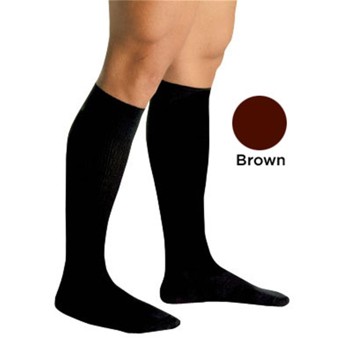BJ345BRL 20-30 mmHg Mens Firm Support Socks, Brown - Large