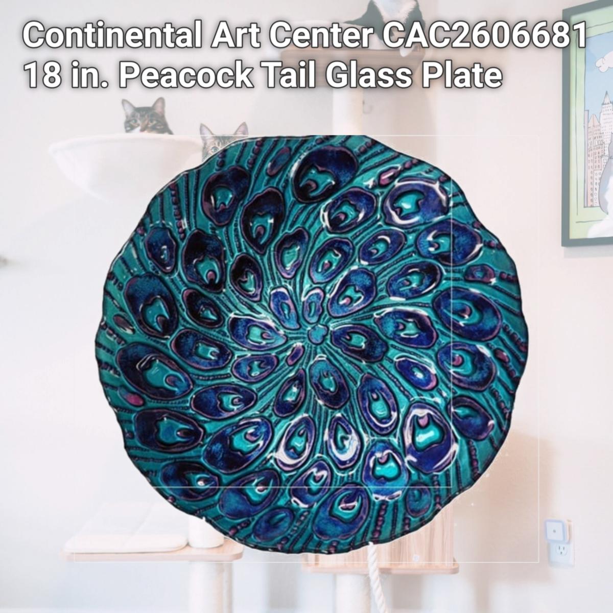 Picture of Continental Art Center CAC2606681 18 in. Peacock Tail Glass Plate
