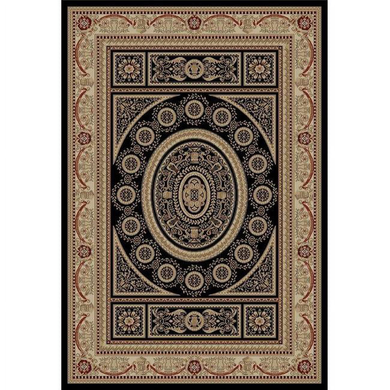 9 ft. 3 in. x 12 ft. 6 in. Jewel Aubusson - Black