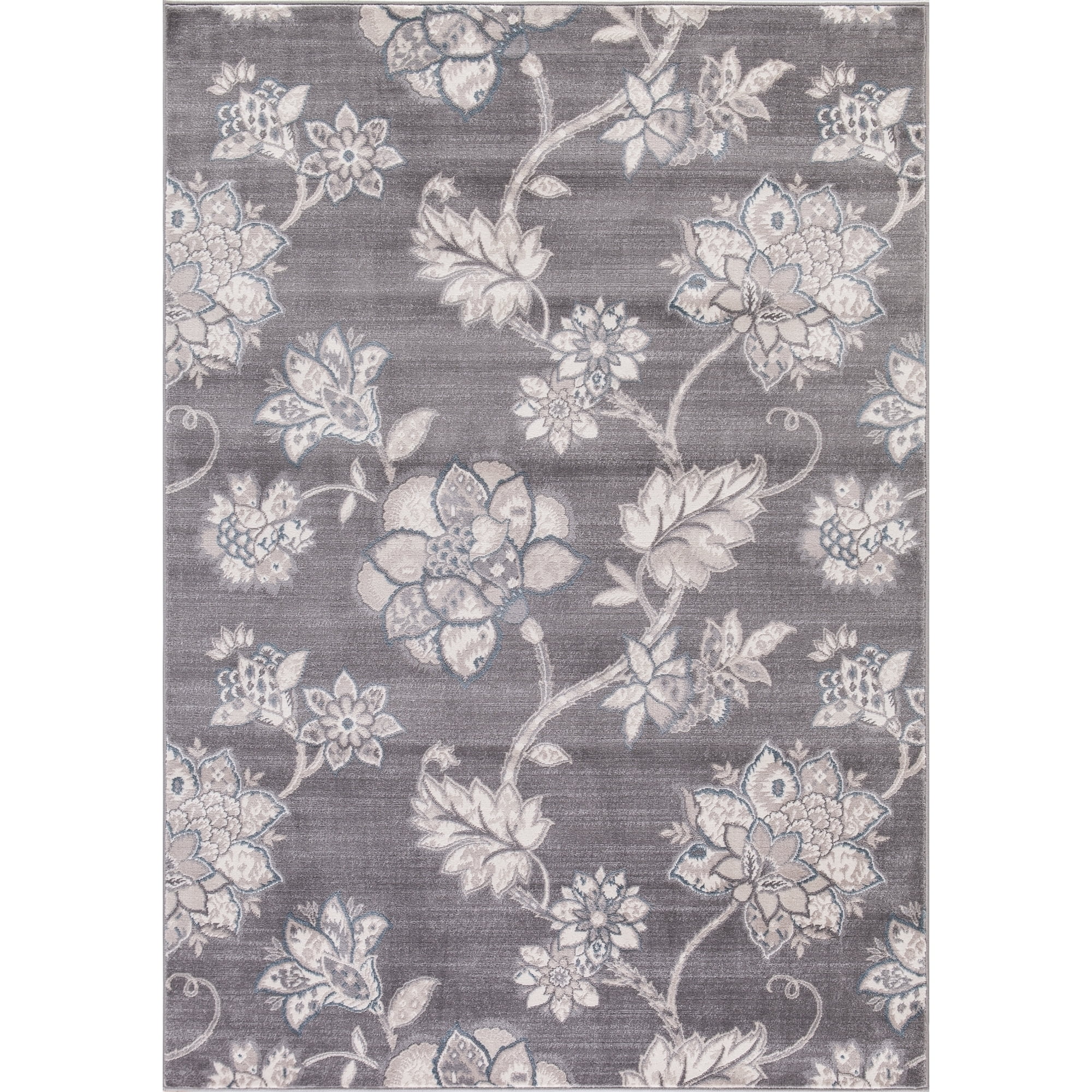 Concord Global 45166 6 ft. 7 in. x 9 ft. 3 in. Lara Floral Harmony - Grey
