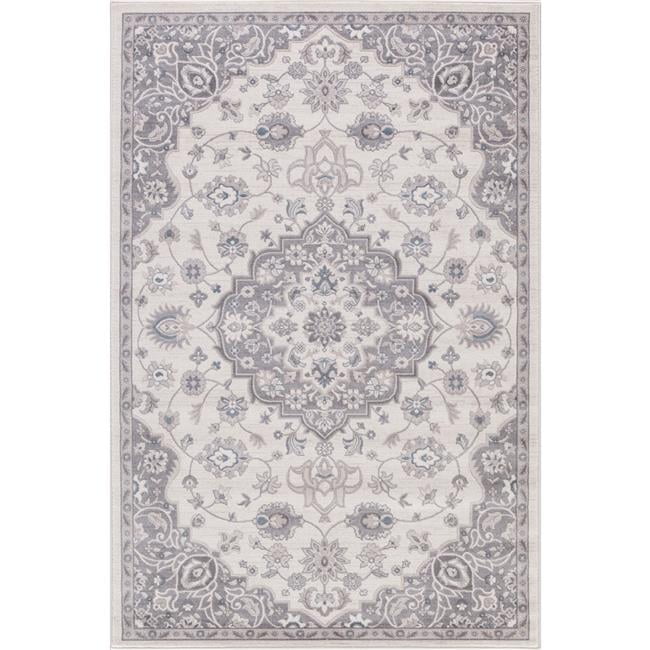Lara Center Medallion - Ivory - Grey