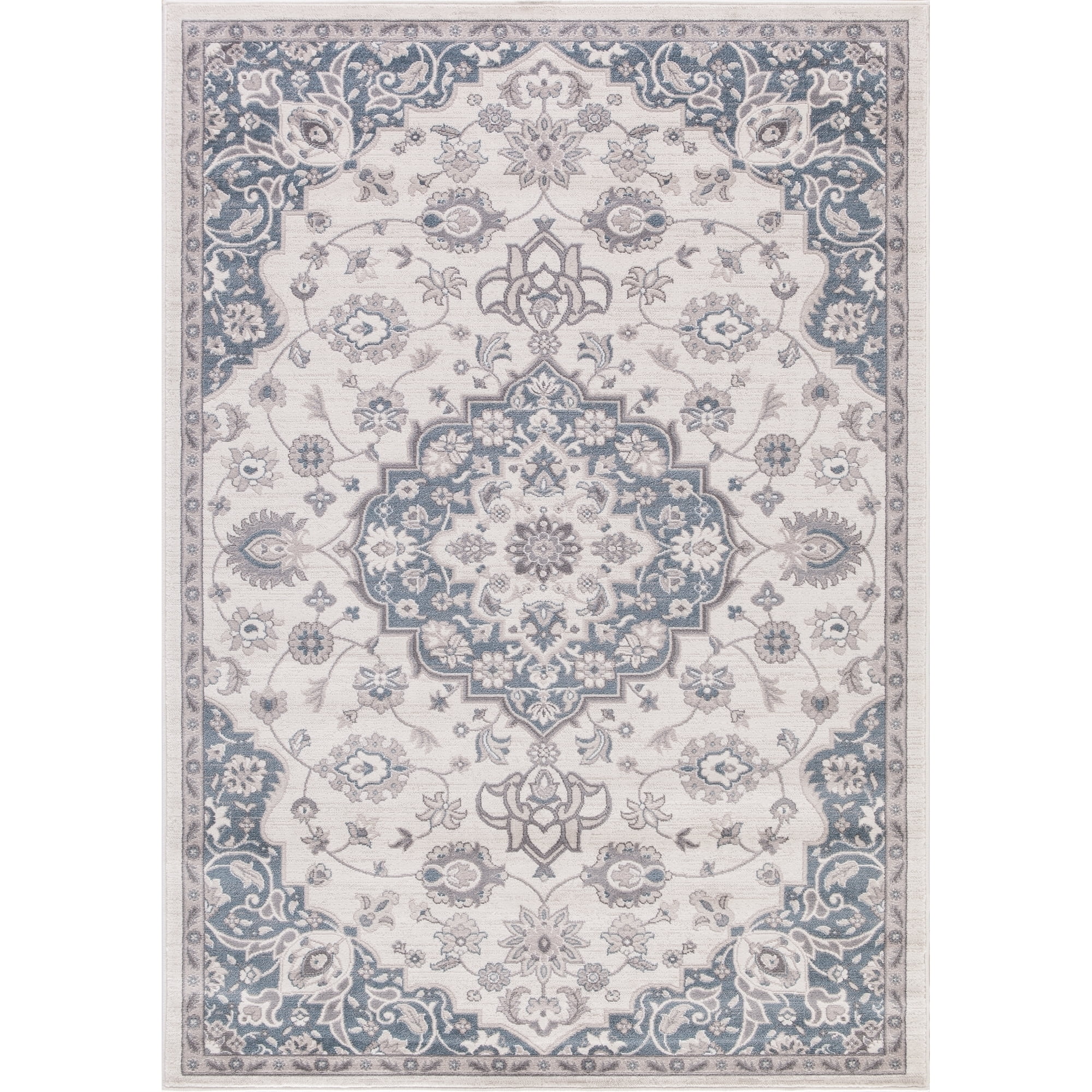 7 ft. 10 in. x 10 ft. 6 in. Lara Center Medallion - Ivory, Blue
