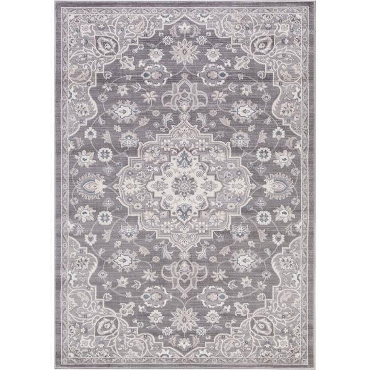 5 ft. 3 in. x 7 ft. 7 in. Lara Center Medallion - Grey