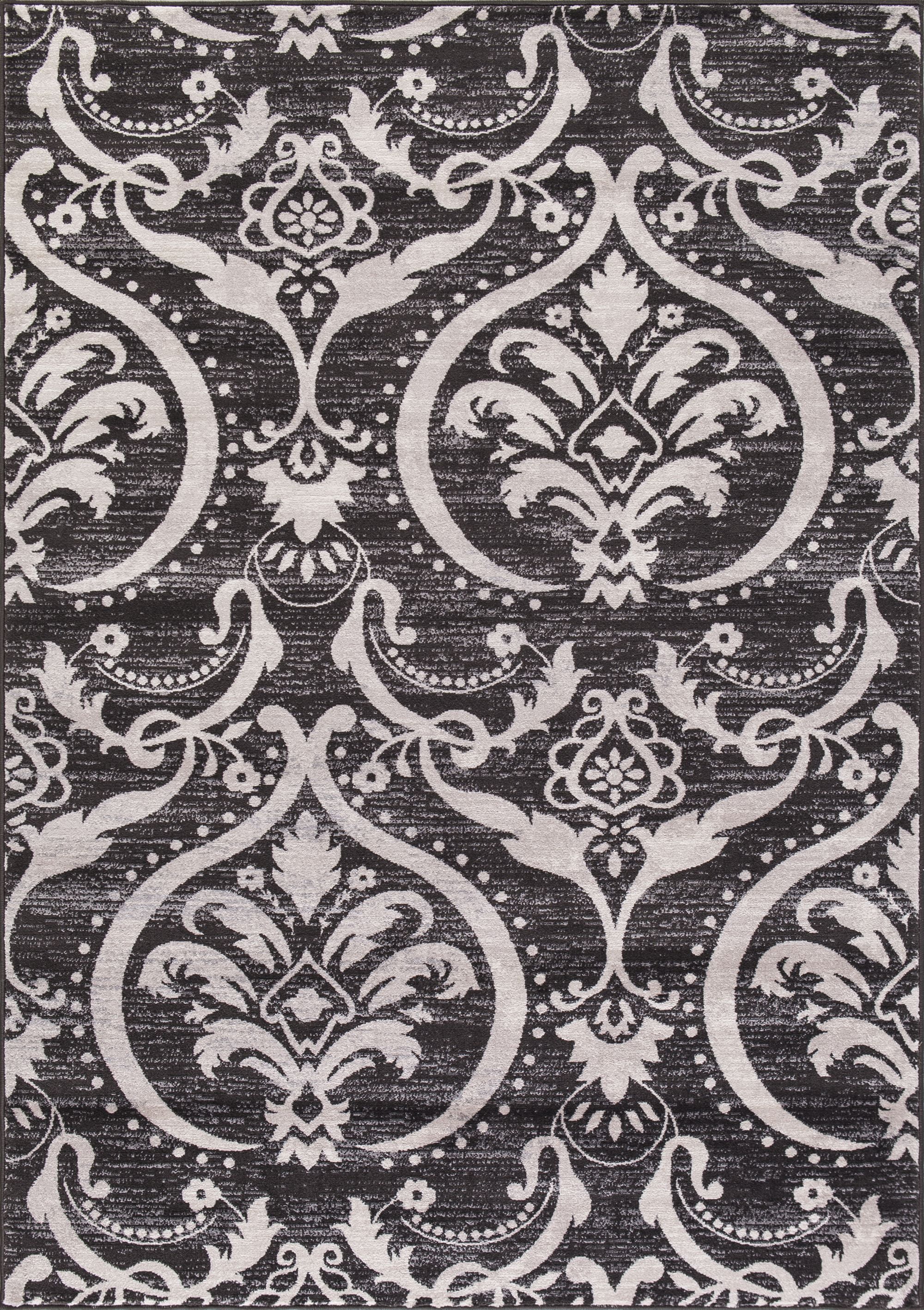 Concord Global 45736 6 ft. 7 in. x 9 ft. 3 in. Lara Large Damask - Anthracite