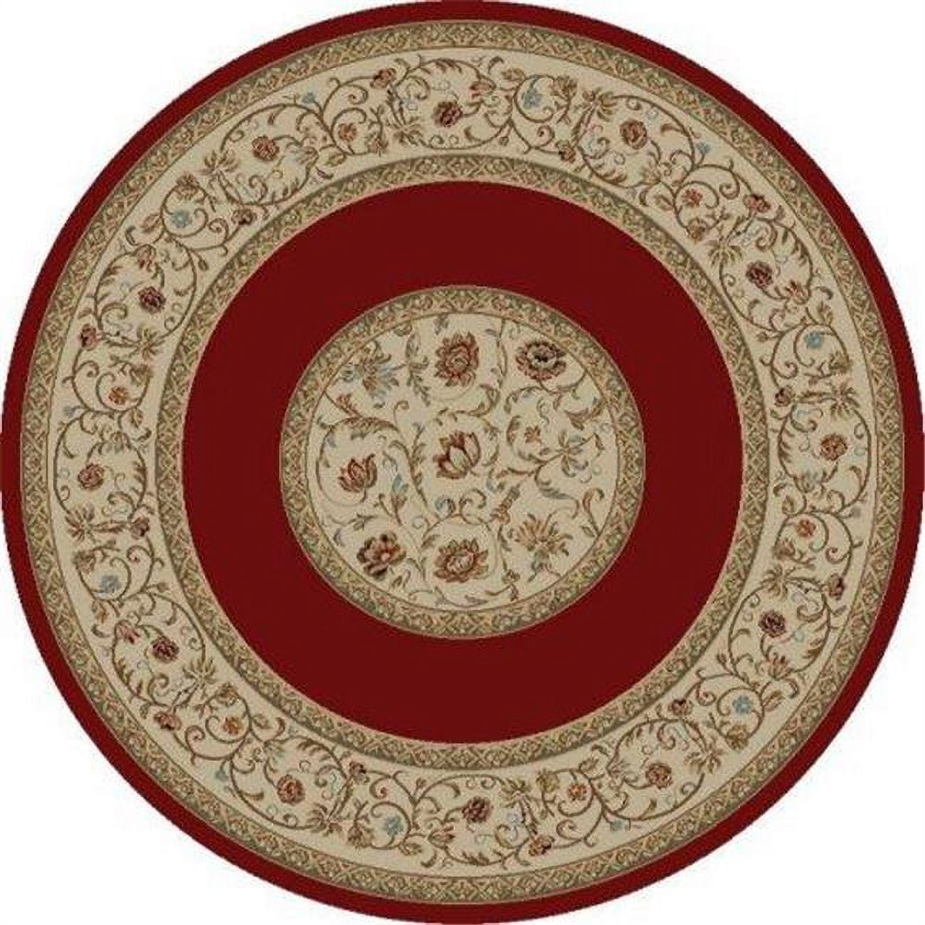 Ankara Floral Border - Red - 5 ft. 3 in. Round