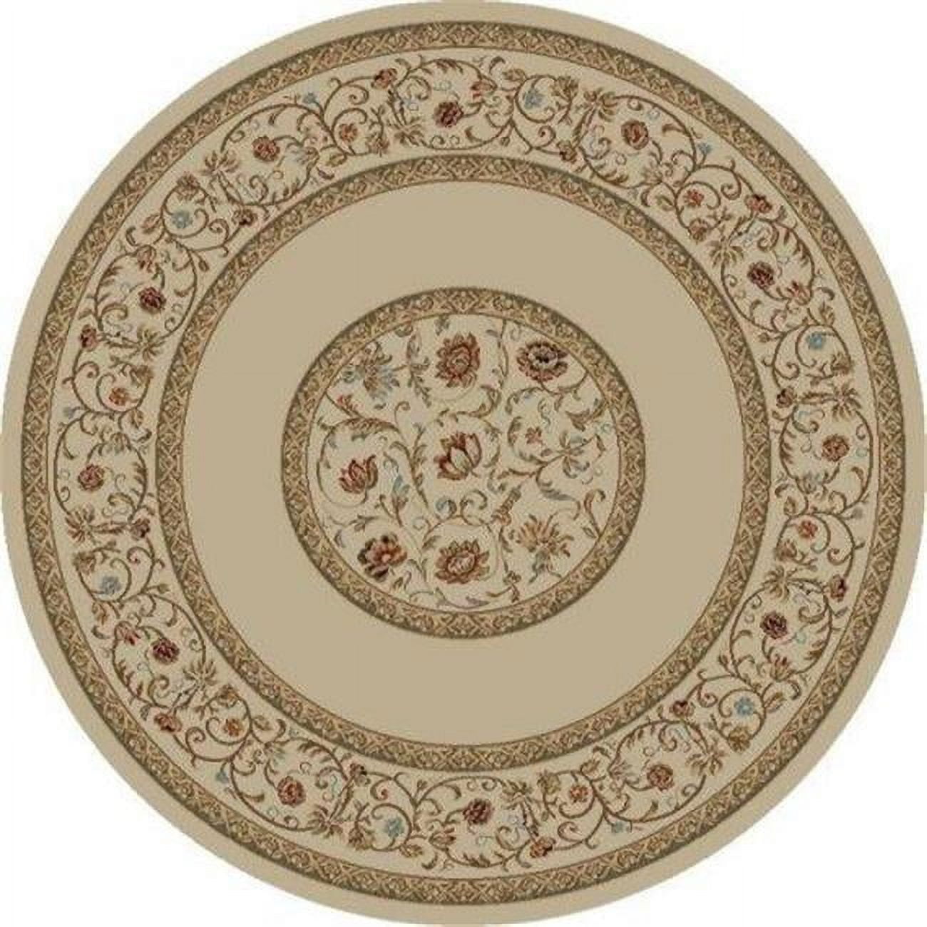 Ankara Floral Border - Ivory - 7 ft. 10 in. Round